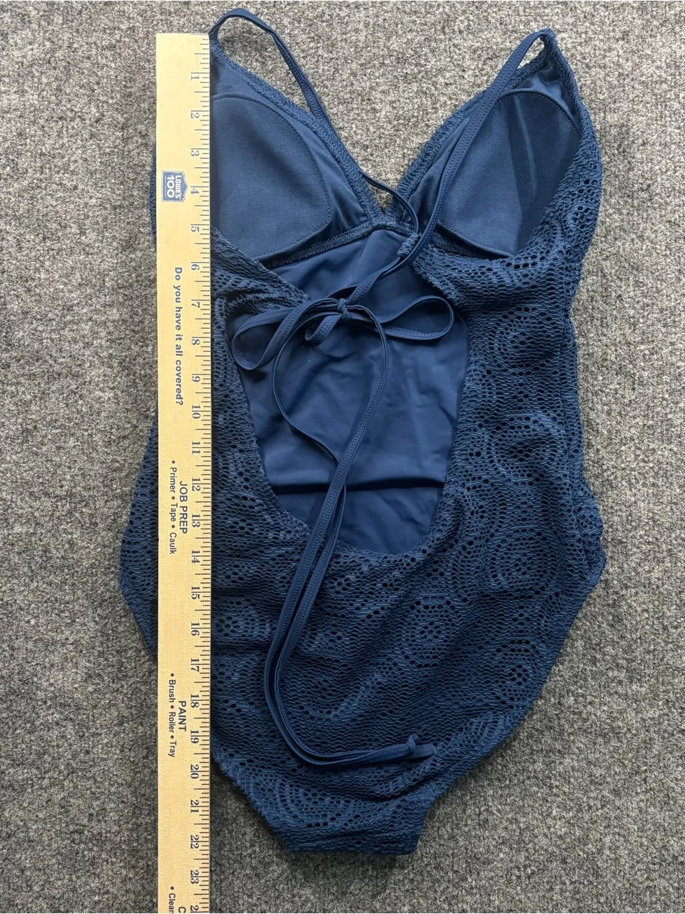 Southern Tide Navy Crochet One-Piece Swimsuit